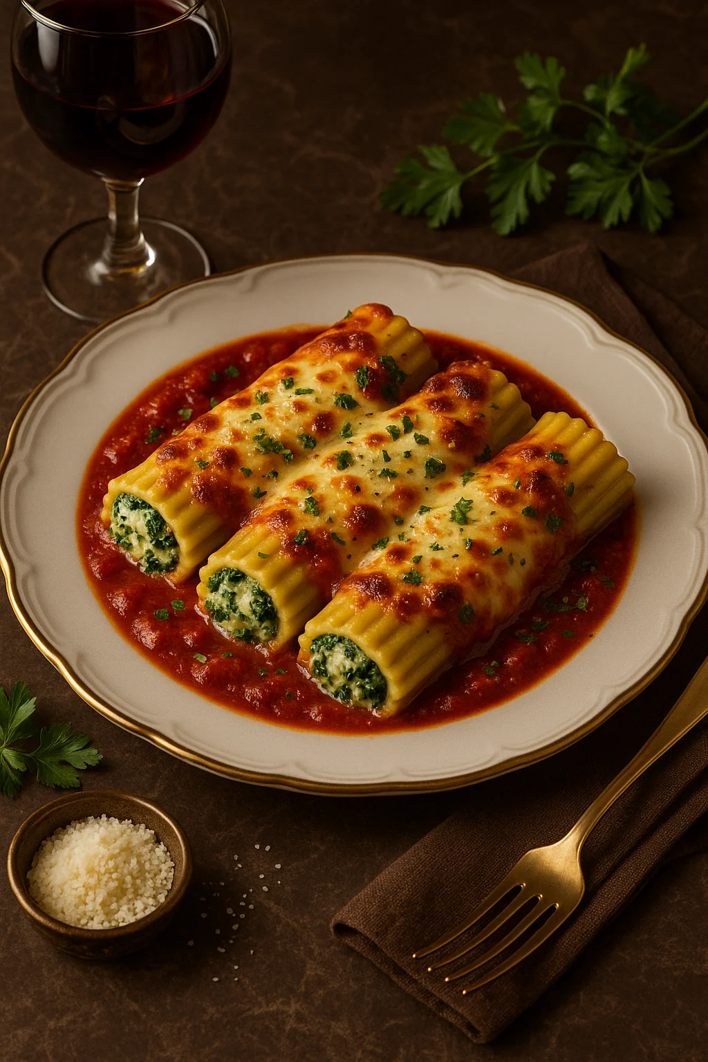 Manicotti with Spinach and Ricotta